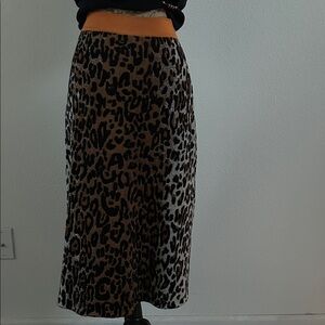 Stella McCartney Brown Leopard Midi Skirt